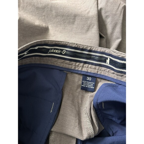 JOHNNIE-O Gray Microstripe Flat Front  9" Golf Shorts Men's Size 30 Gray Purple - Picture 4 of 6